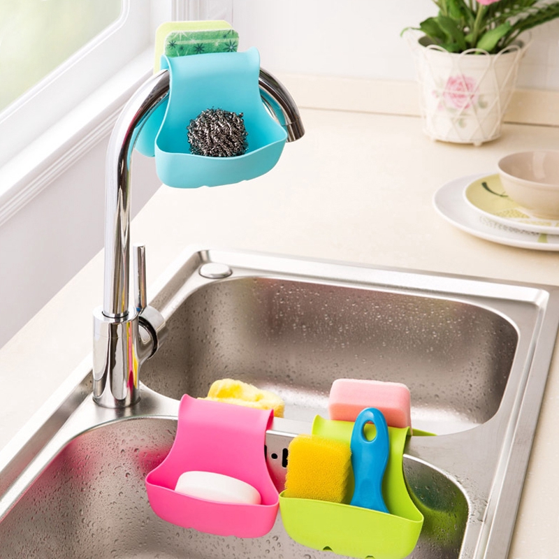 Giỏ Nhựa Đựng Xà Phòng/Miếng Rửa Chén Đa Năng Gắn Bồn Rửa Chén Có Lỗ Thoát Nước Tiện Dụng Cho Nhà Bếp