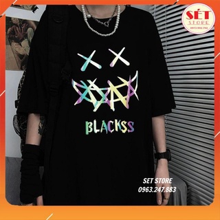Áo thun tay lỡ nam nữ ,áo phông cotton phản quang black - Sét store - 2 màu đen trắng 65kg đổ về AT05