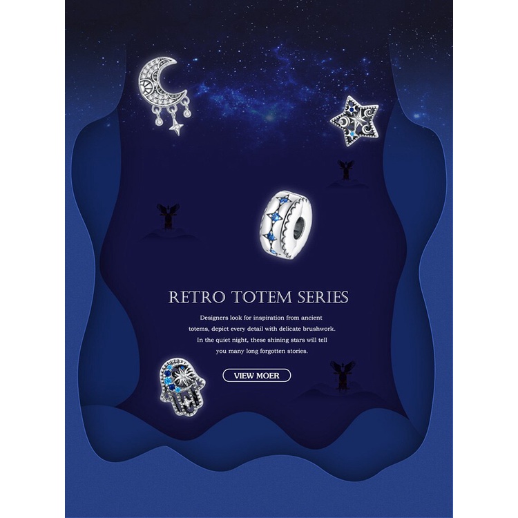 Hạt phụ kiện Bamoer BSC441 bằng bạc S925 hình ngôi sao dùng làm vòng tay/ vòng cổ thời trang DIY