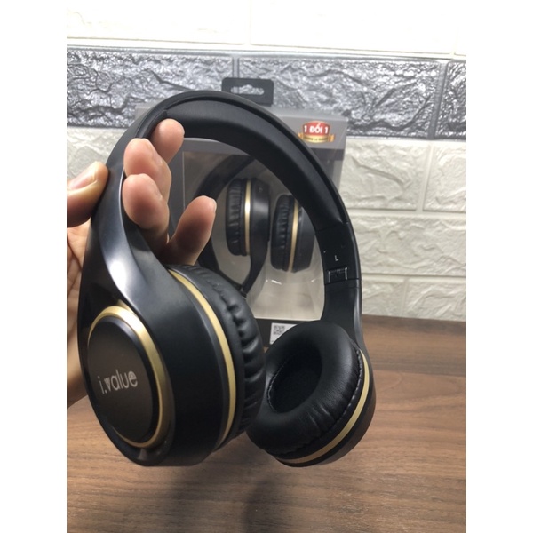 Tai nghe bluetooth choàng đầu chụp tai ivalue A8 có mic đàm thoại - Hàng chính hãng