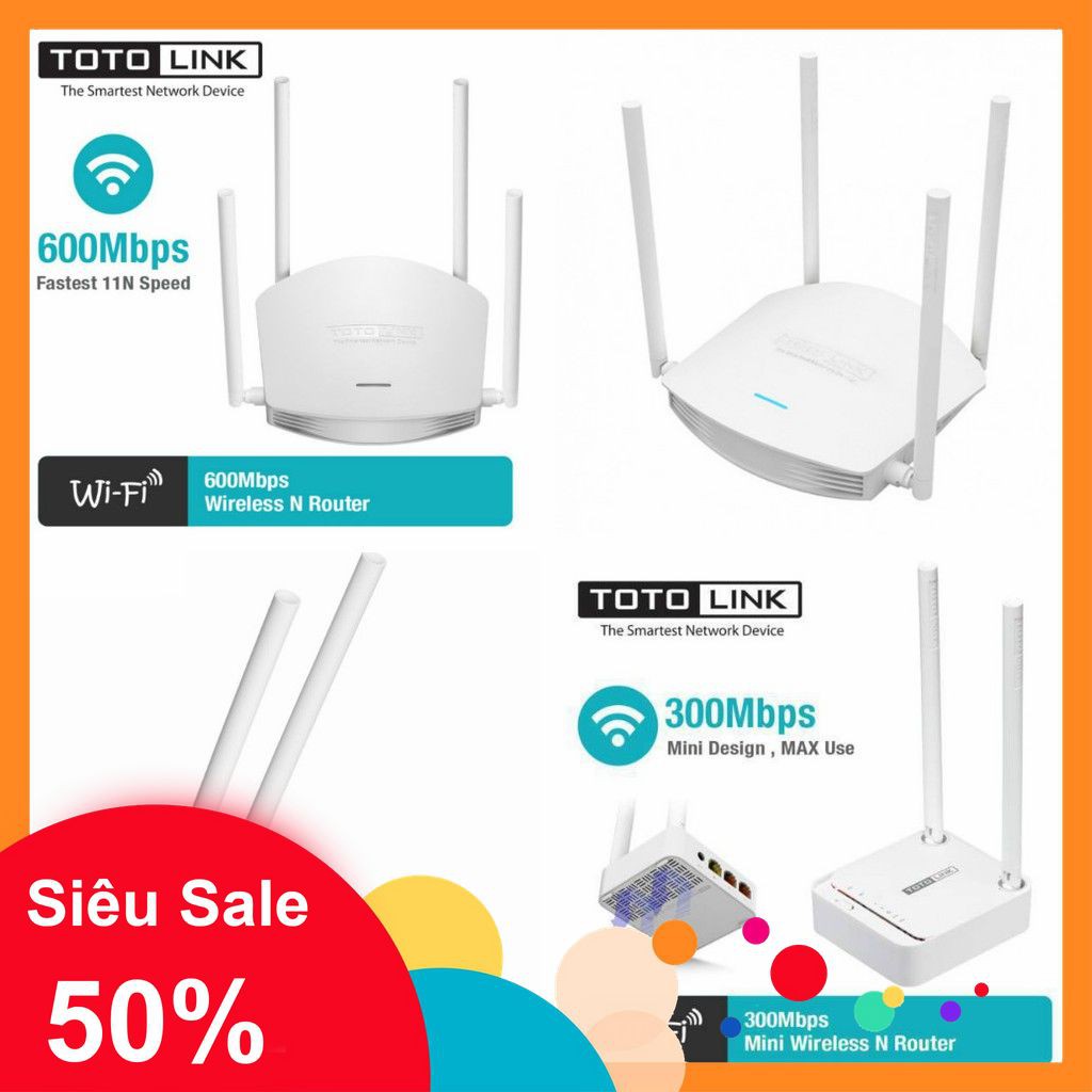 [5🌟][FREESHIP] BỘ PHÁT WIFI TOTOLINK N600R (600Mbps, 4 ANTEN) - N200RE (300mMbps, 2 ANTEN) [SALE]