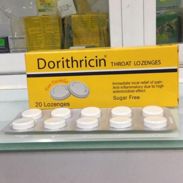 Viên Ngậm Dorithricin  nhiễm khuẩm miệng họng : đau họng , nuốt khó....( hộp 20 viên)