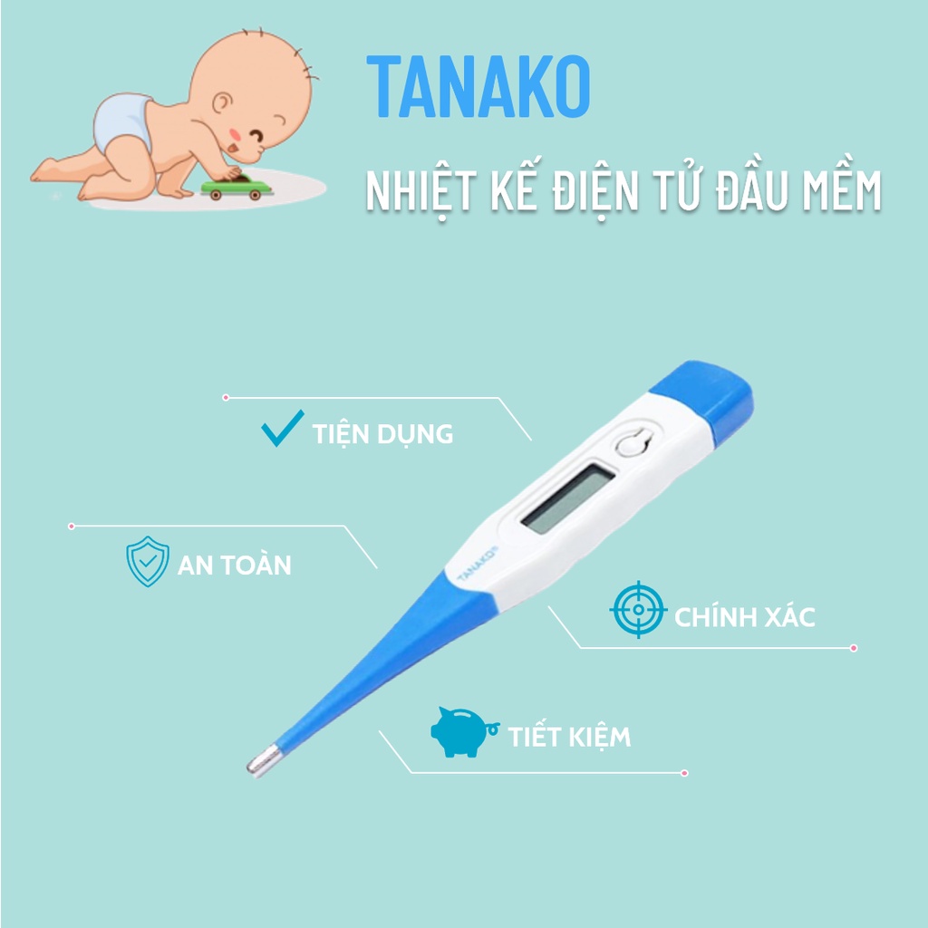 Nhiệt kế điện tử đầu mềm TANAKO - đo thân nhiệt nhanh sau 30 giây, an toàn, hàng chính hãng Tanaphar