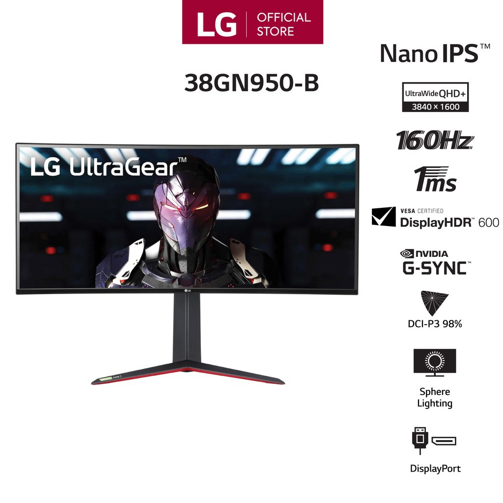 Màn Hình Cong Gaming LG 38GN950-B 38” UltraWide QHD+ 21:9 1ms 160Hz UltraGear Nano IPS