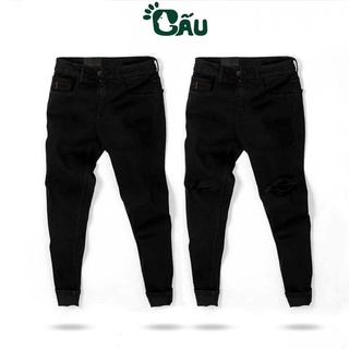 Quần jean nam đen Gấu 194 trơn & rách vải jeans bò cotton duck cao cấp mềm mịn, co dãn - form slim fit [có Bigsize]