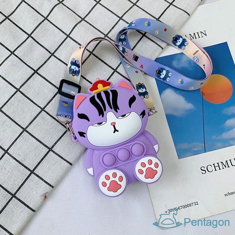 Túi Đeo Chéo Đựng Tiền Xu Bằng Silica Gel Họa Tiết Hoạt Hình Nhiều Màu Dễ Thương Cho Bé