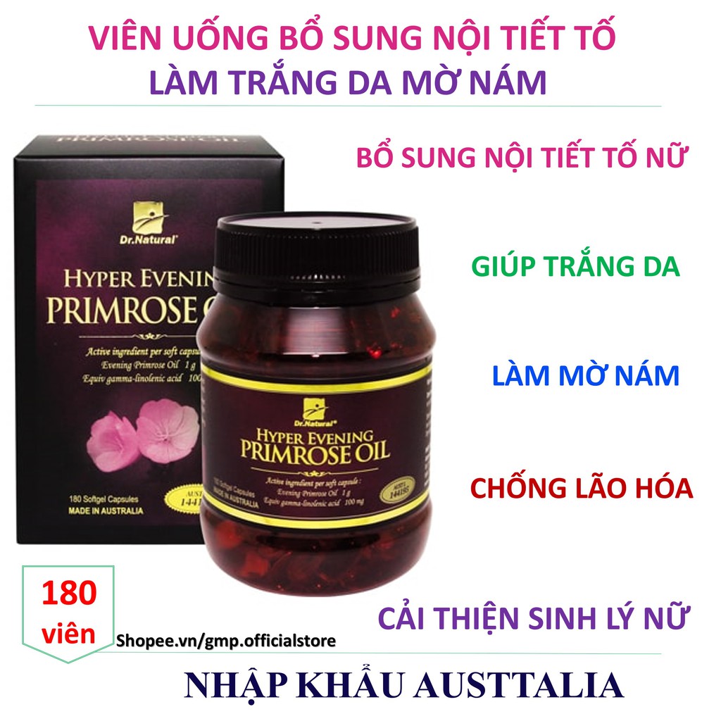 Tinh dầu hoa anh thảo Dr.Natural Hyper Evening Primrose Oil bổ sung cân bằng nội tiết tố làm trắng da mờ nám tàn nhang