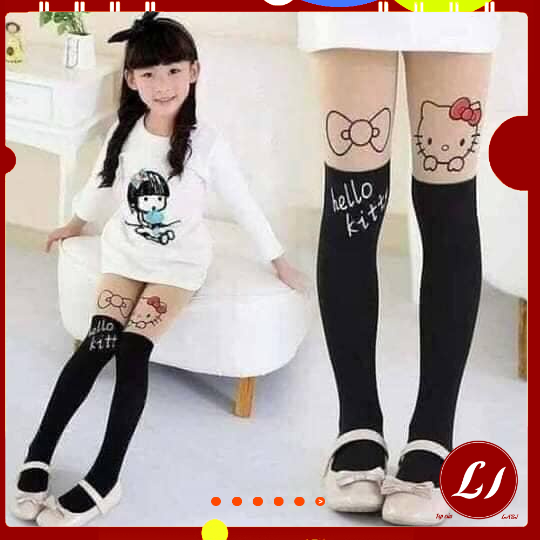 Quần tất cotton giả bốt họa tiết hoạt hình cho bé - LABI