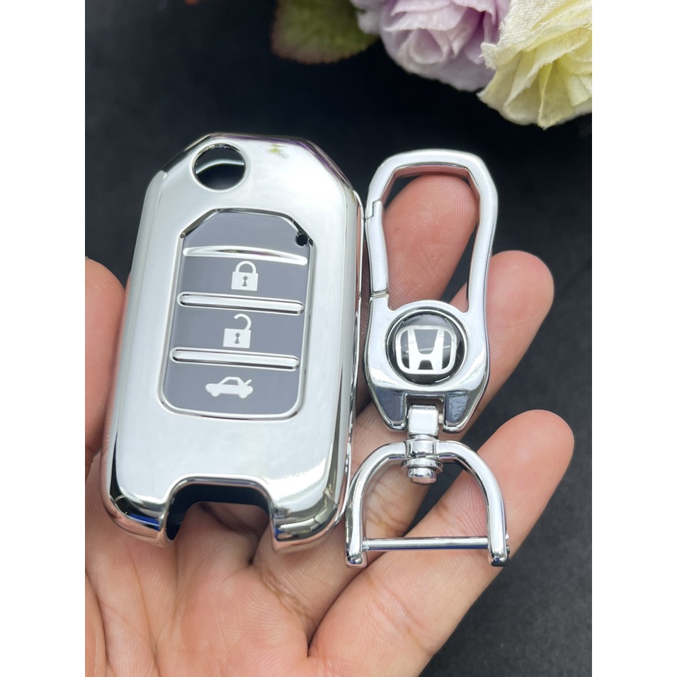 Bọc chìa hóa TPU Mạ Inox xe ô tô HONDA  City,Civic,Accord phiên bản chìa gập (có chìa )