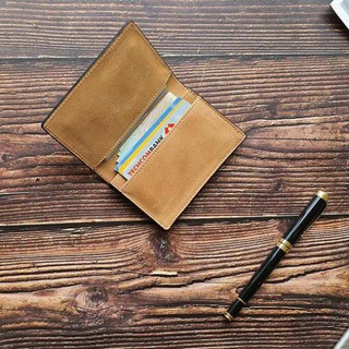 [Da thật] Ví Minimalism da bò thật - Nâu nhạt VD110