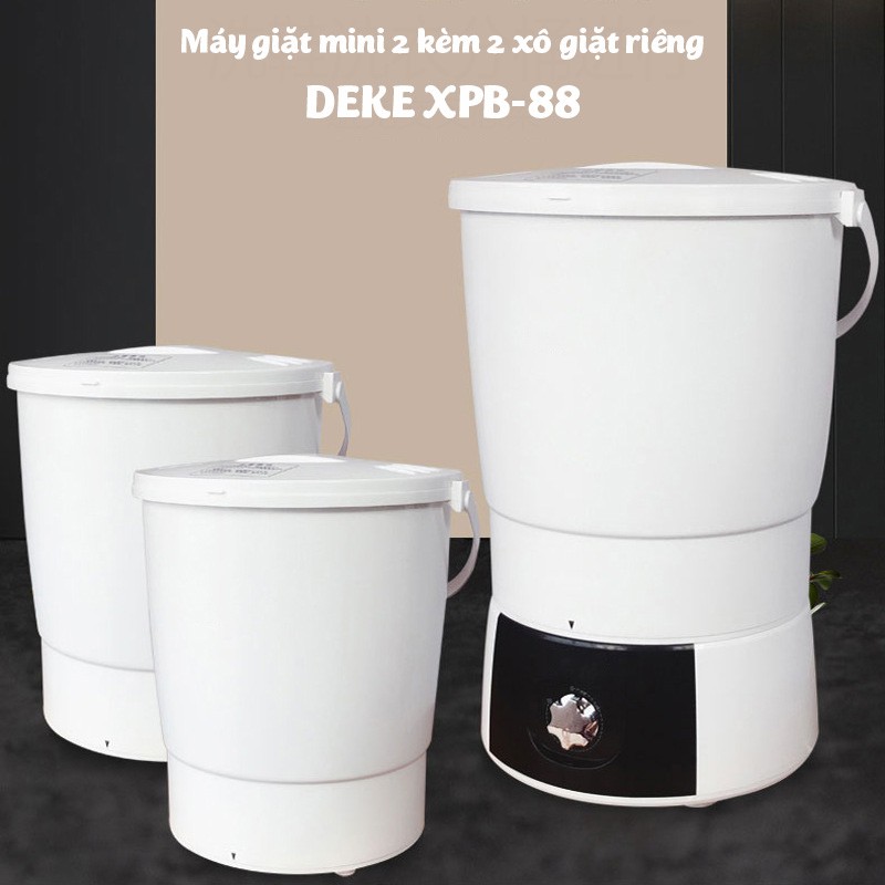 (BH 1 năm) Máy giặt mini DEKE XPB-45 xoáy cực mạnh đảo chiều 2 lồng giặt quần áo giầy dép riêng biệt giặt 4kg