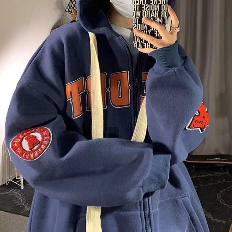 Áo Khoác ANE DRT Form Rộng Nỉ 2 Lớp Dày Có Mũ Ulzzang Unisex Nam Nữ Hàn Quốc(Hàng Sẵn)