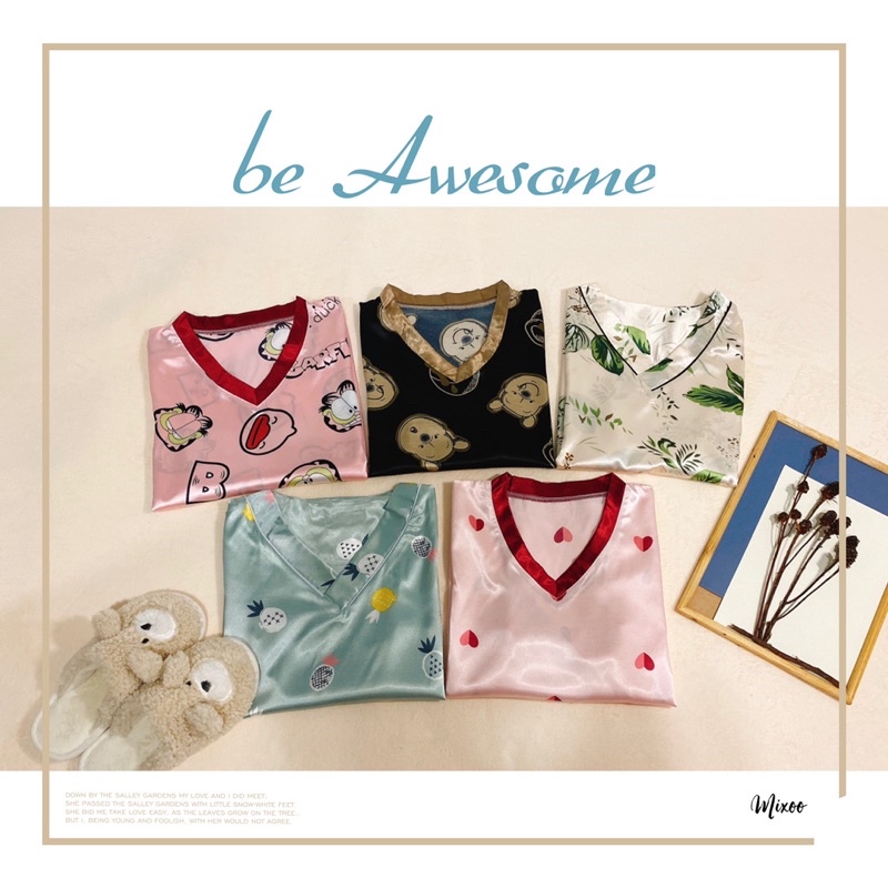 Đồ ngủ lụa hoạ tiết dễ thương