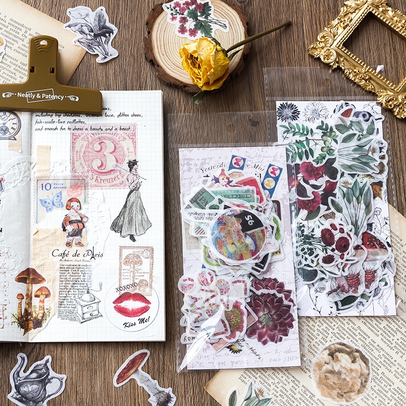 Bộ 80 Miếng Dán Trang Trí Sổ Tay/ Album Ảnh/ Album Ảnh Hình Vé Cổ Điển Độc Đáo DIY