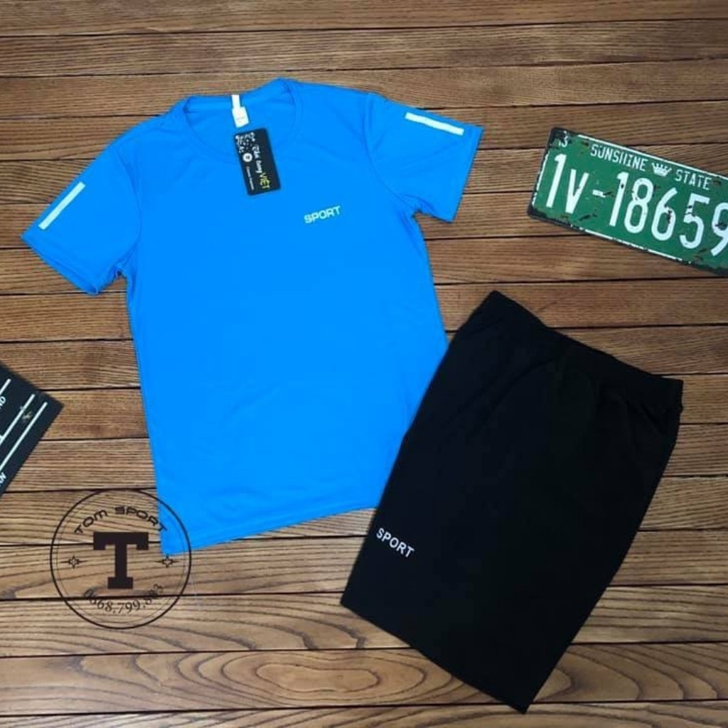 Bộ Thể Thao Nam Thun Lạnh Vải Trơn Cổ Tròn 4 Chiều - Thoải Mãi tập GYM | BigBuy360 - bigbuy360.vn