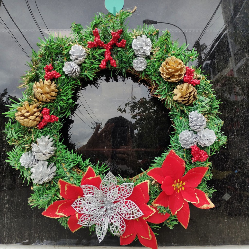 Vòng hoa vòng nguyệt quế trang trí noel D014 đường kính 40cm