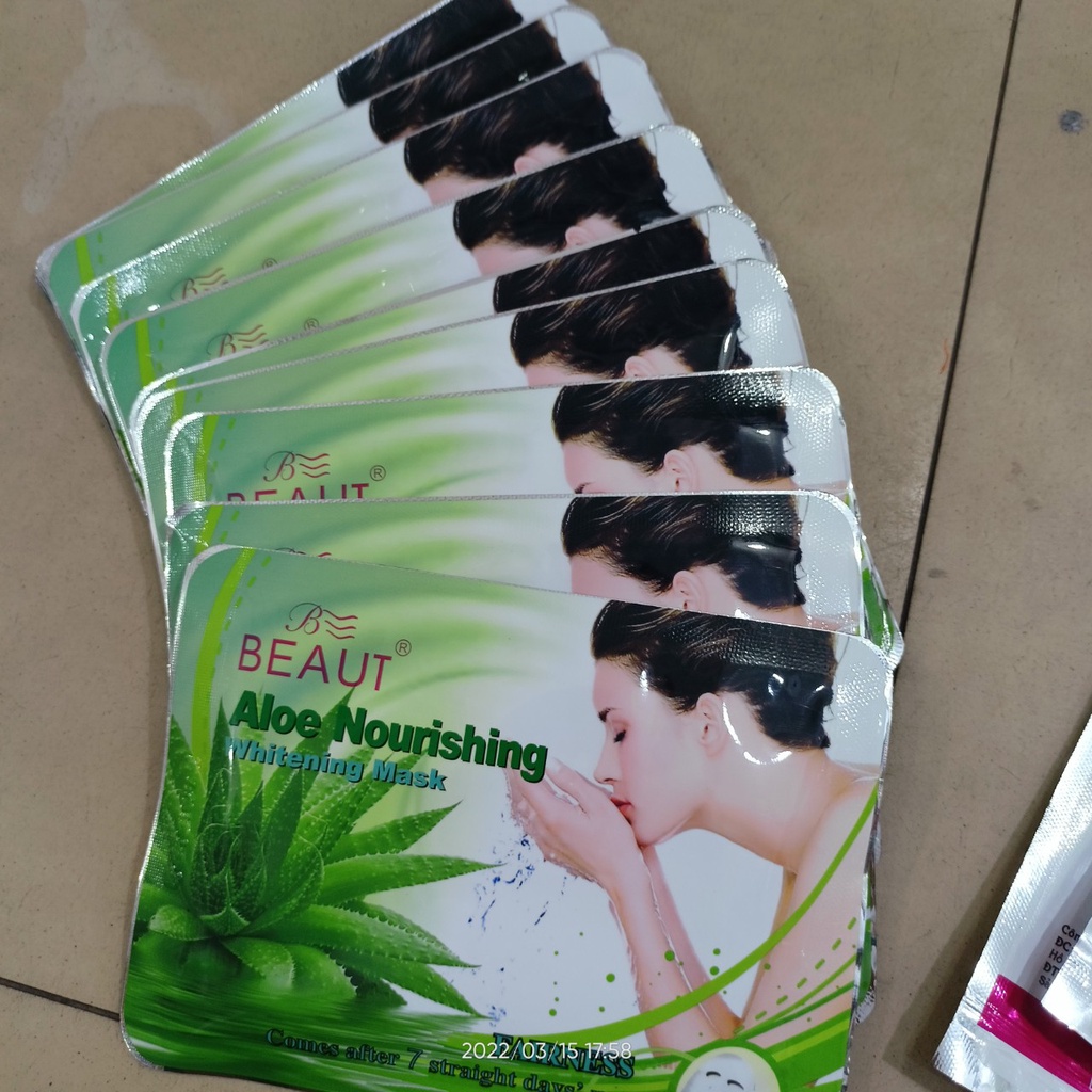 sét 10 mặt nạ  đắp dưỡng da ngọc trai  trứng gà và sét 10 nha đam dưỡng da