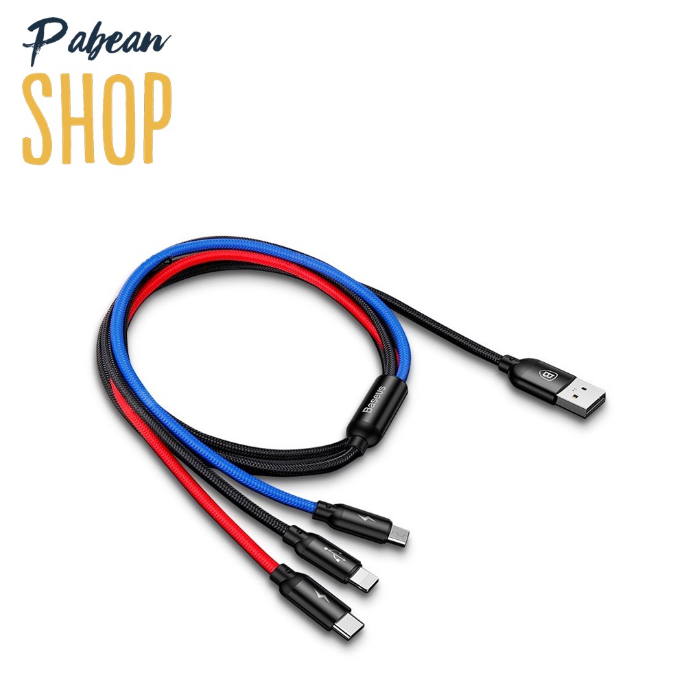 Cáp Baseus Cable Three Primary Colors 3-In-1 30cm Và 120cm