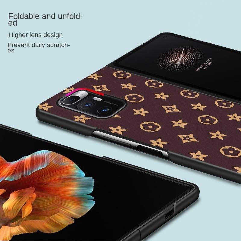 ┋☄Xiaomi mixfold mobile phone case 5G leather grain shell protective cover women s all-inclusive anti-drop mix folding