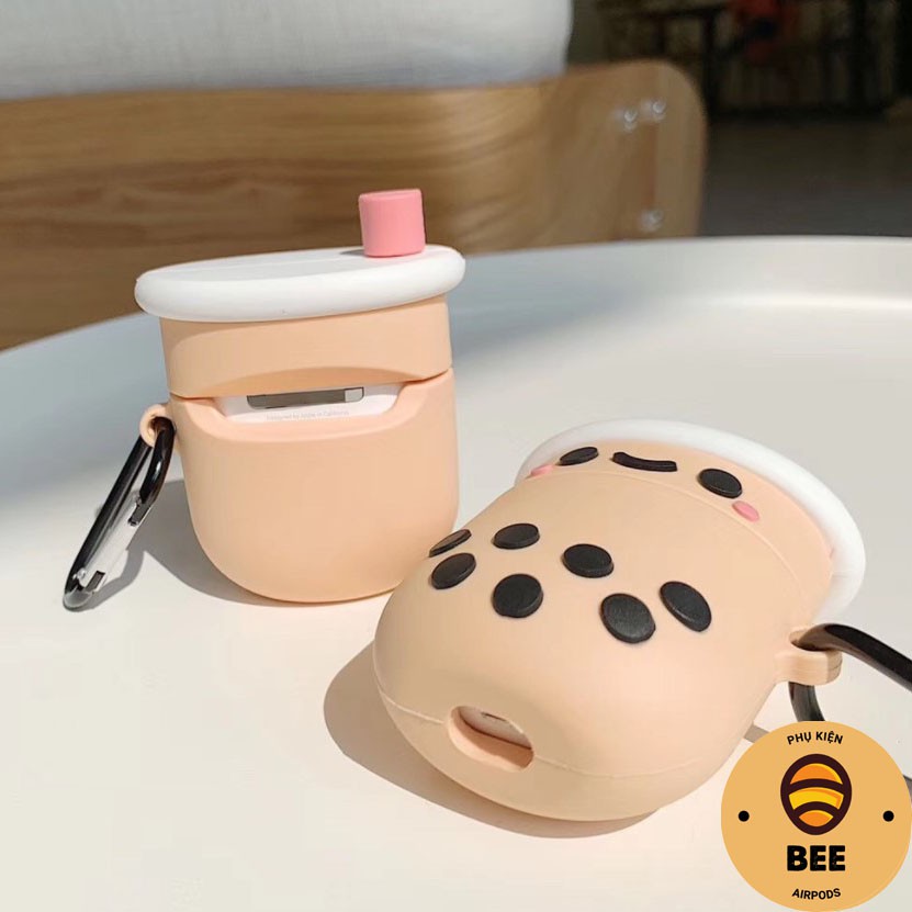 [Freeship - Ảnh Thật] Case Vỏ Bao Airpod 1&amp;2 Trà Sữa Trân Châu Chất Liệu Silicon Dẻo BEE SHOP