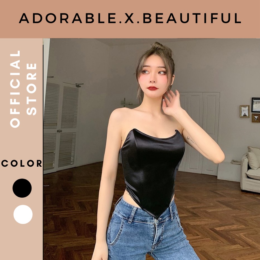 Áo Kiểu Corset Có Gọng Thời Trang Ulzzang, [ADORABLE], CropTop Satin Hot Trend 2022 Ảnh Thật