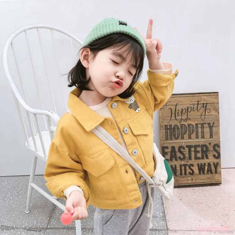 Áo khoác denim màu trơn phong cách Hàn Quốc cho bé gái