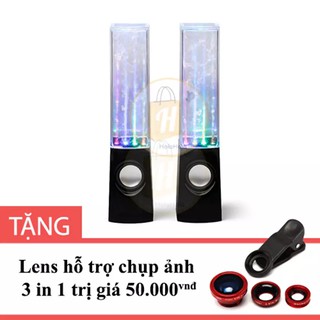 Loa nước 3D nhảy theo nhạc đèn led màu Đen tặng Lens hỗ trợ chụp ảnh 3 in 1