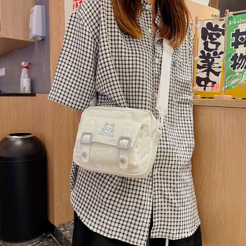 Túi Đeo Chéo Vai Thêu Hình Mèo Hoạt Hình Dành Cho Nữ