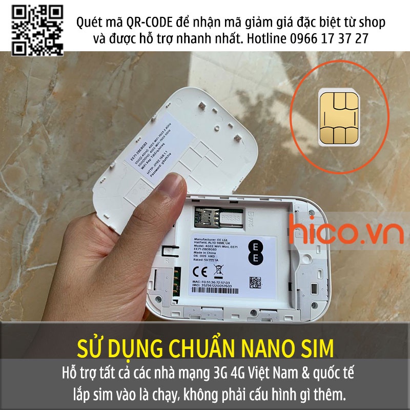 Bộ Phát Wifi Di Động 4G Alcatel EE71 Tốc Độ 4G 300Mbps, Pin 2150mAh - Hỗ Trợ 20 user