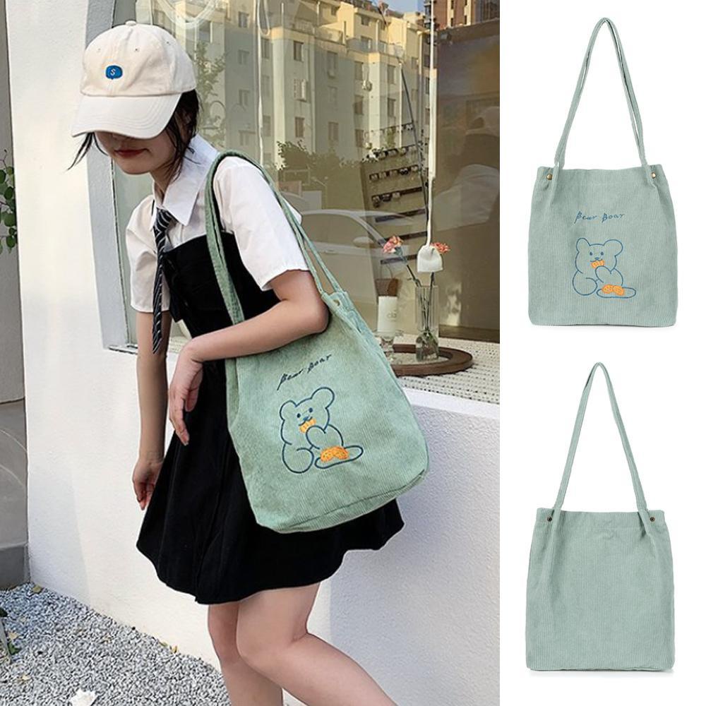 EBINLANDS Túi Xách Nữ Cỡ Lớn Thêu Hình Gấu Dễ Thương