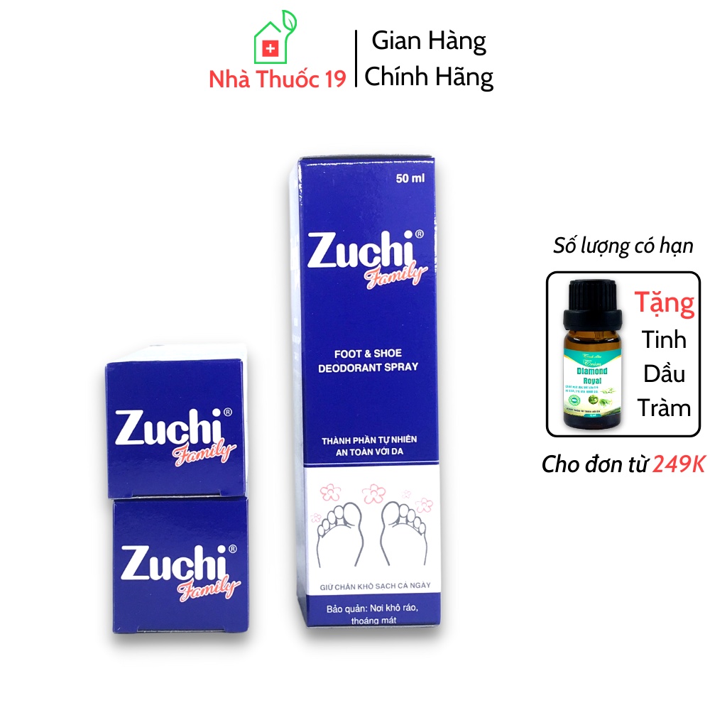 Zuchi Family Xịt Khử Mùi Hôi Chân Và Giày Lọ 50ml Chính Hãng Dược Hoa Linh