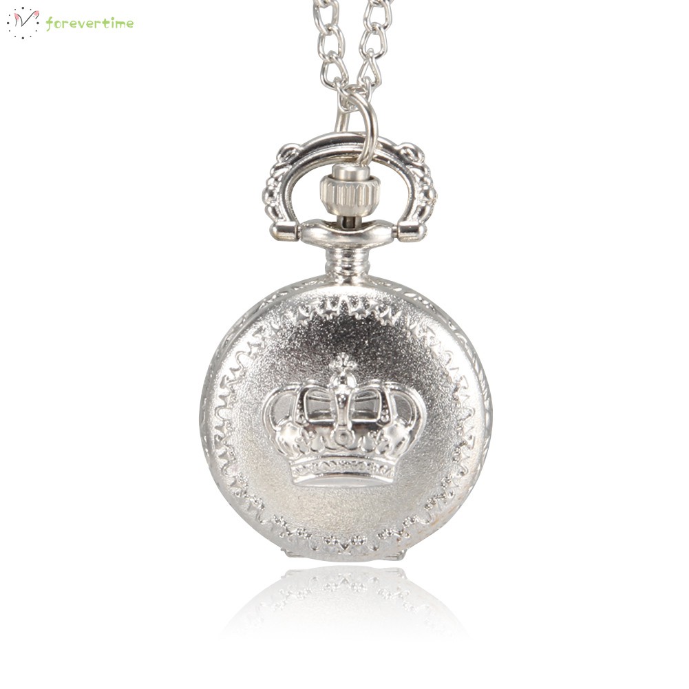 #vương miện# 1pc Men Women Pocket Watch Crown Carved Pattern Case with Chain