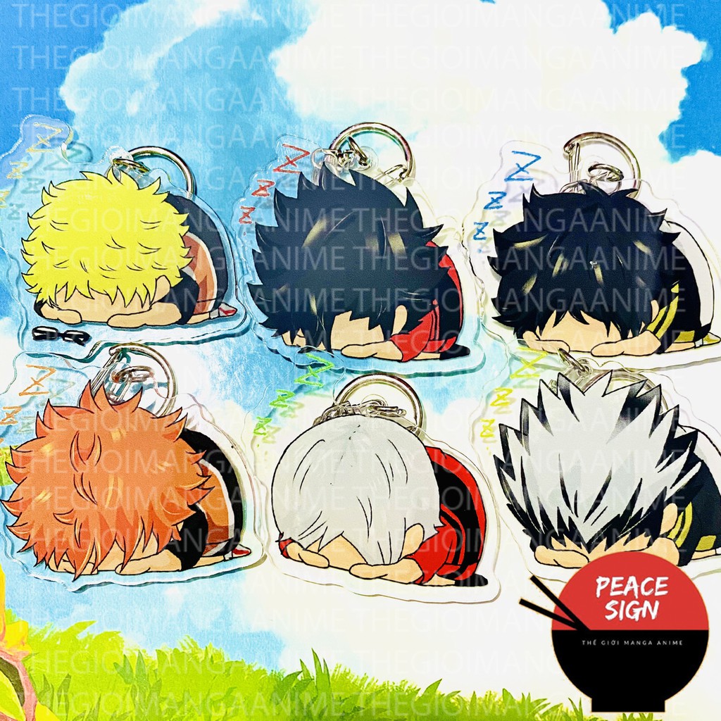 ( Mica trong acrylic ) Móc khóa HAIKYUU!! VUA BÓNG CHUYỀN ver NGỦ in hình anime chibi dễ thương độc đáo