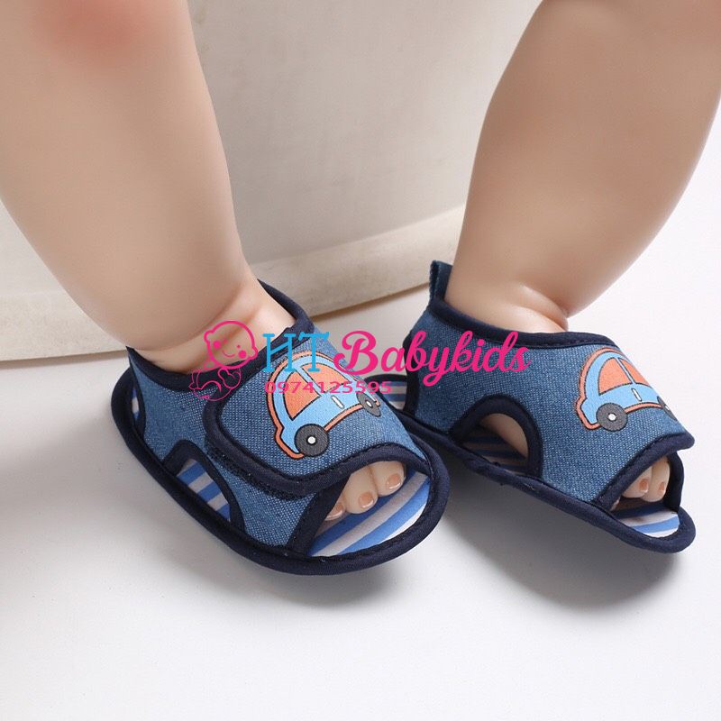 [ LAST SALE GIỜ VÀNG ] Giày Sandal Tập Đi Bé Trai Họa Tiết Ô Tô