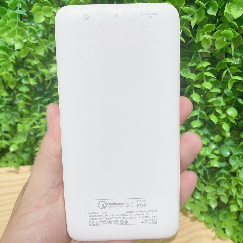 Sạc dự phòng Qc 3.0 10.000 mAh, Pin tích điện sạc nhanh quick charger dung lượng cao Earldom PD02 KLH Store