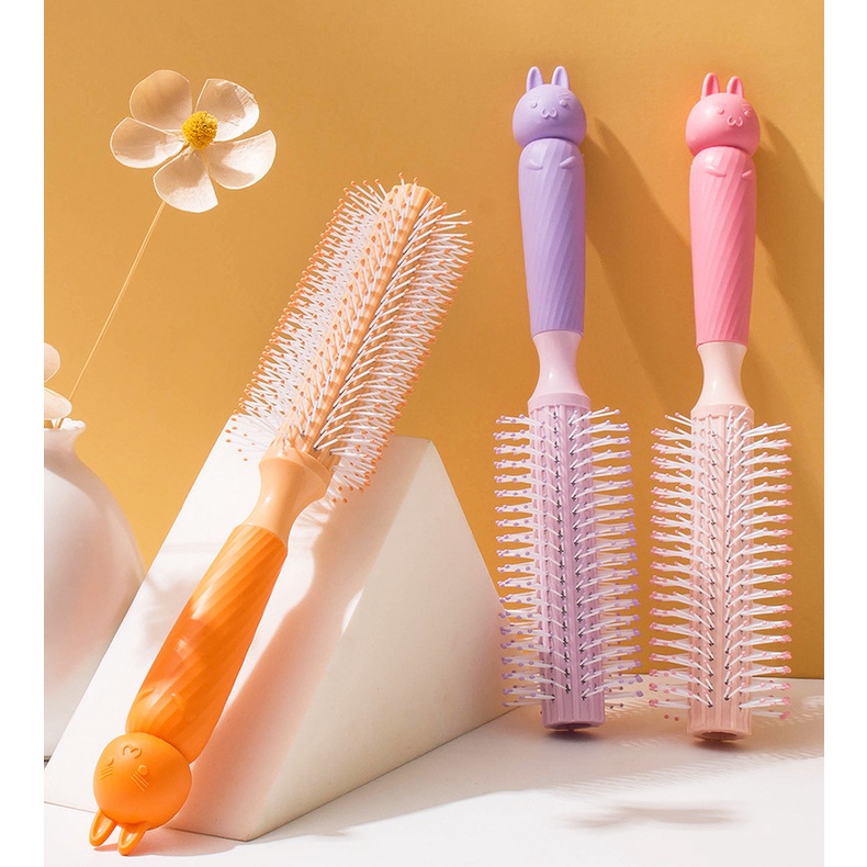 Lược Gỡ Rối Tóc Tròn, Bầu Dục Massage Đầu - Hình Thú Dễ Thương Cao Cấp Chuyên Dụng