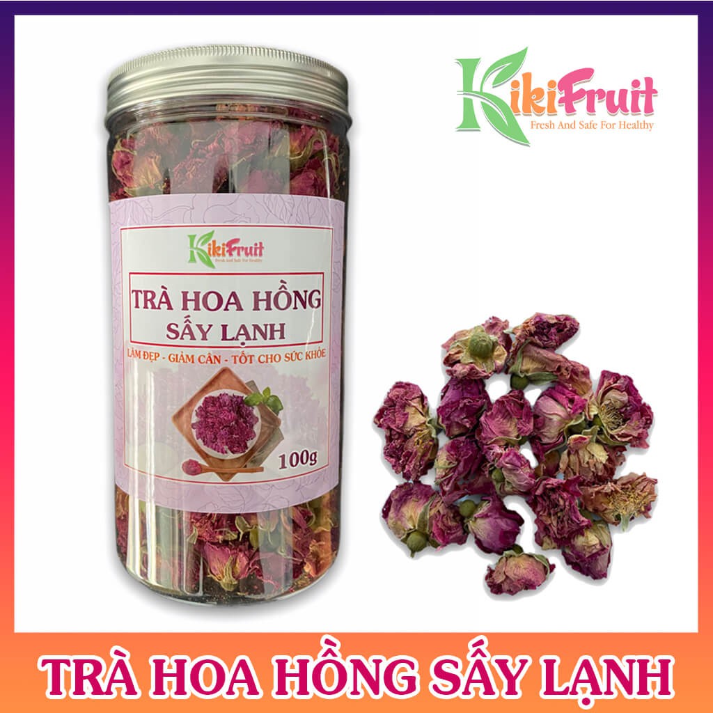 [Hũ 100G] Trà Hoa Hồng Lạnh Sấy Nguyên Bông KiKi Fruit l Trà Hoa Hồng Sơn Đông