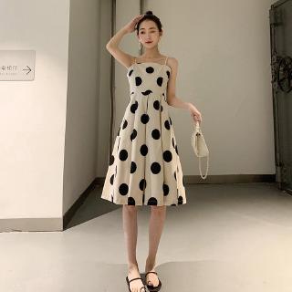 Đầm Yếm Dài Chấm Bi Xinh Xắn Cho Nữ