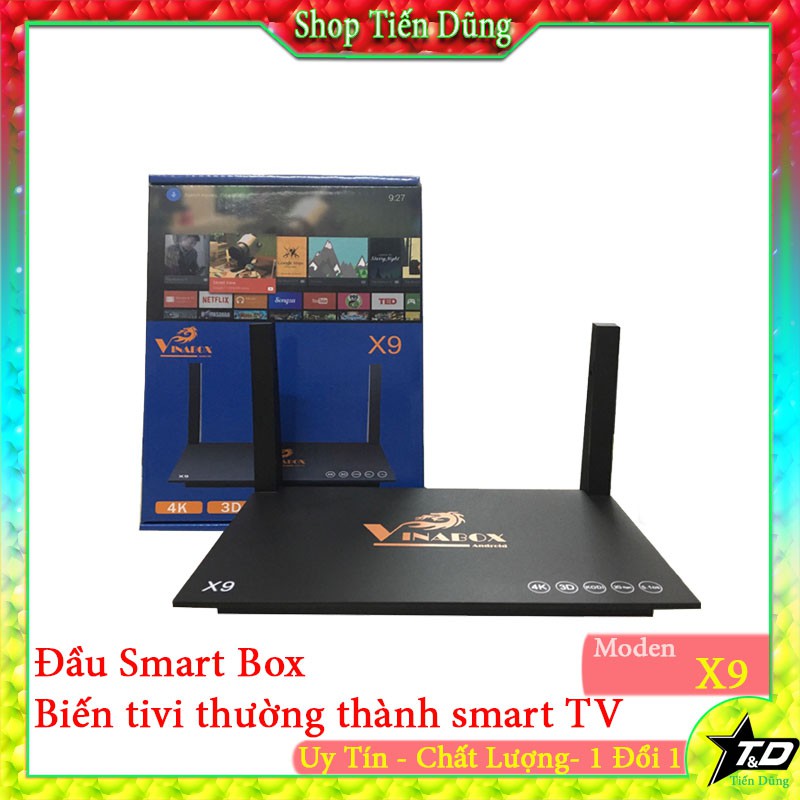 ĐẦU ANDROID TV BOX VINABOX X9 BIẾN TIVI THƯỜNG THÀNH SMART TV