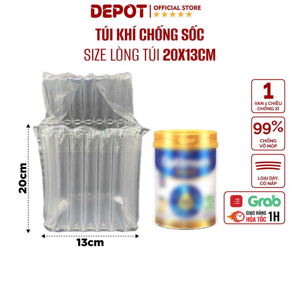 Túi khí chống sốc chuyên đóng gói hộp sữa bột, bao bì túi nilon, túi gói hàng dễ vỡ size 20cm x 13cm