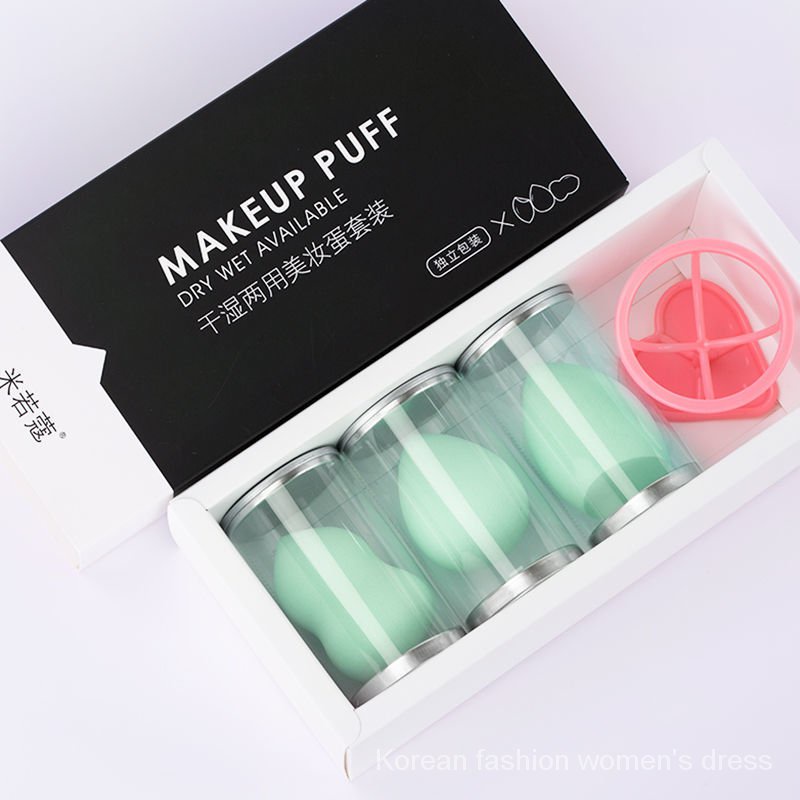 【Water Larger】Egg Box Powder Puff Sponge Air Cushion Cosmetic Egg Wet and Dry Dual-Use Super Soft Smear-Proof Independent Packaging