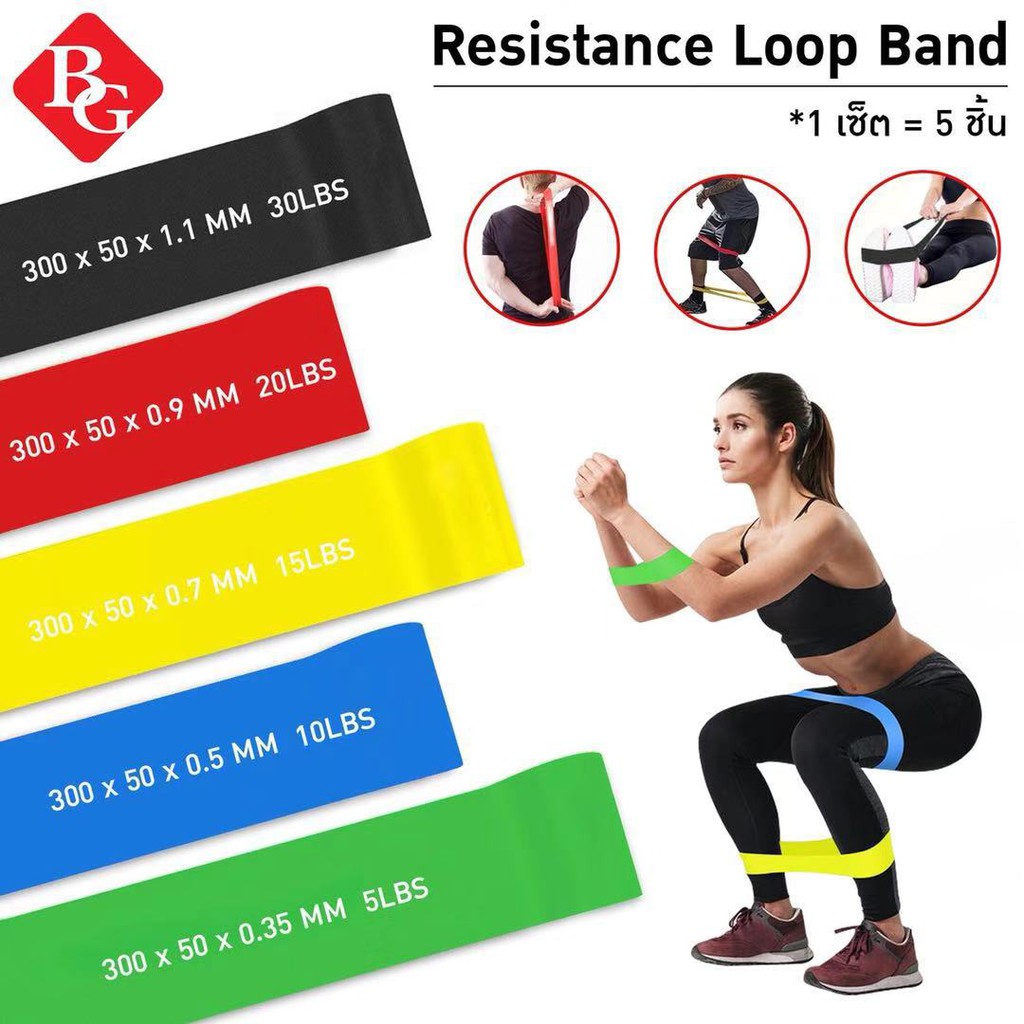 BG Bộ 5 Dây đàn hồi kháng lực tập Gym Yoga Thái Lan cao cấp đa năng mới 2020