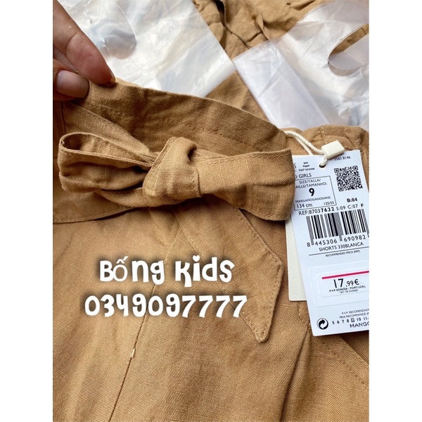 Quần Short Đũi Bé Gái Papper Nâu Đất MG