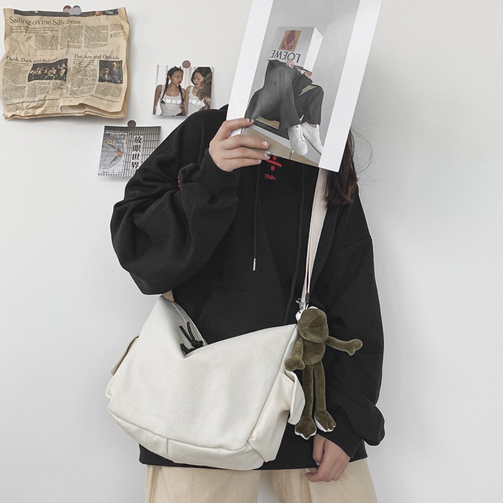 Túi tote Đeo Chéo Vải Canvas Thời Trang Hàn Quốc Đi Học , Đi Chơi dành cho cả nam và nữ tiện dụng