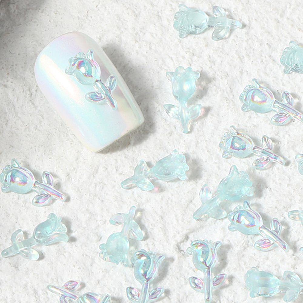 [Hàng mới về] Phụ kiện trang trí móng tay hình hoa hồng 3D nhiều màu lấp lánh