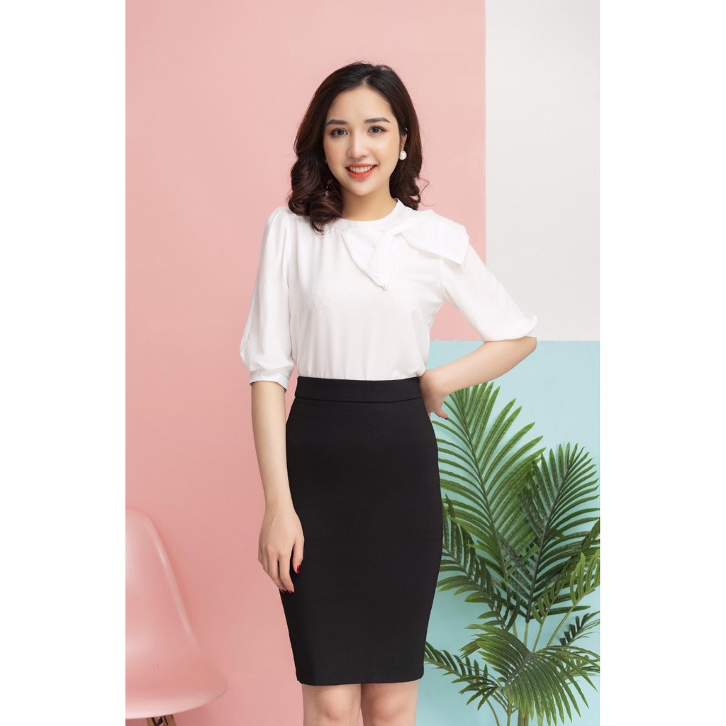 Chân váy bút chì cao cấp, lưng thun, chân váy công sở tôn dáng, chất vải co giãn tốt, có xẻ sau | BigBuy360 - bigbuy360.vn