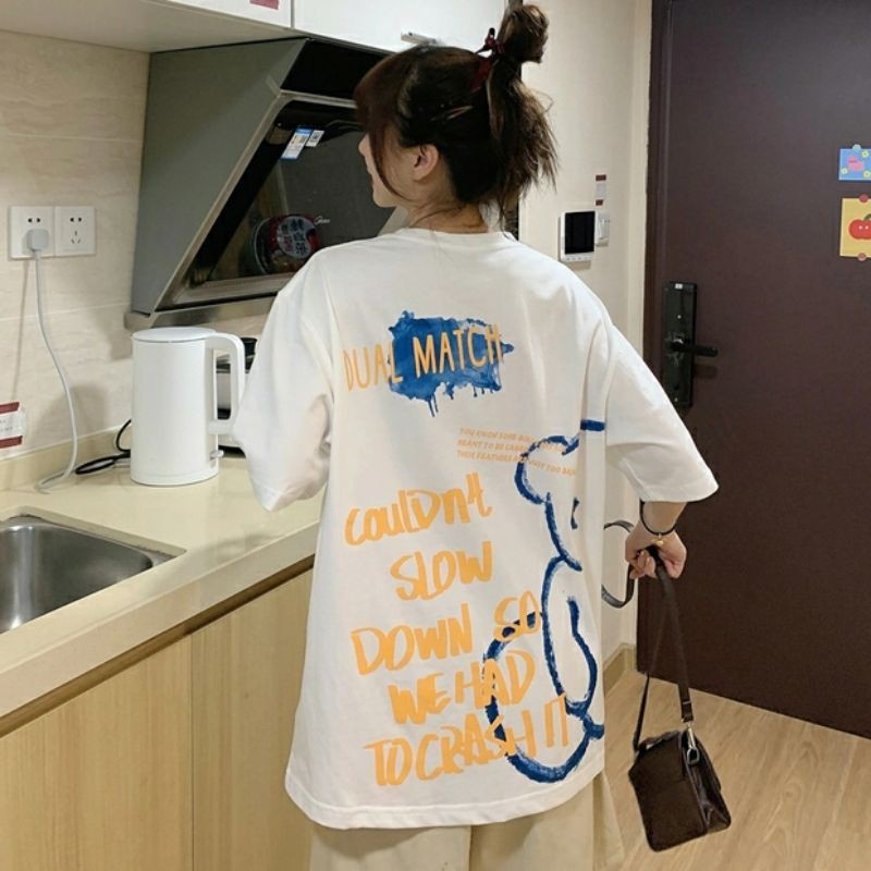 áo thun nữ form rộng unisex in hình gấu