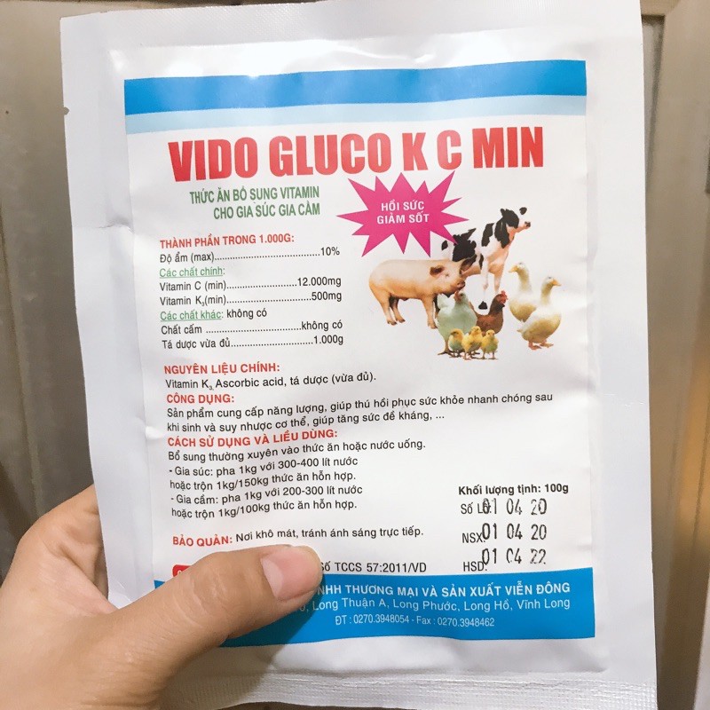 Bột vitamin K+C Hỗ Trợ Hồi Sức, Giải Độc, Nâng Cao Sức Đề kháng Chó mèo, Gà