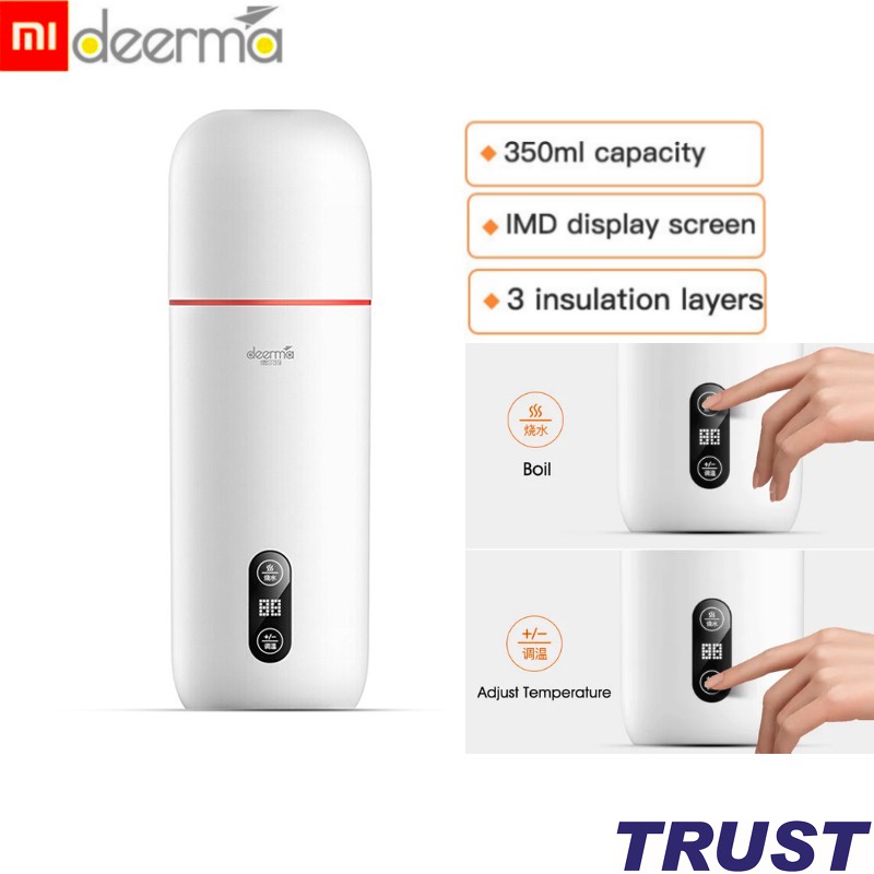 Bình đun nước giữ nhiệt Xiaomi Deerma DR035 portable electric water bottle - Hàng Chính Hãng