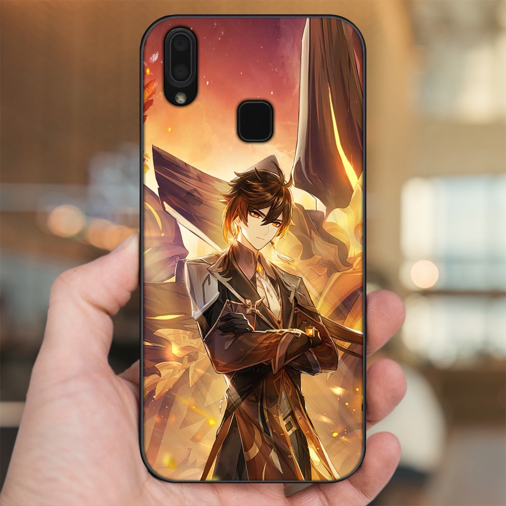 Ốp lưng Vivo Y91, Y95 viền đen in hình Zhongli Genshin Impact
